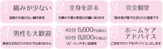 美容鍼灸６つの特徴